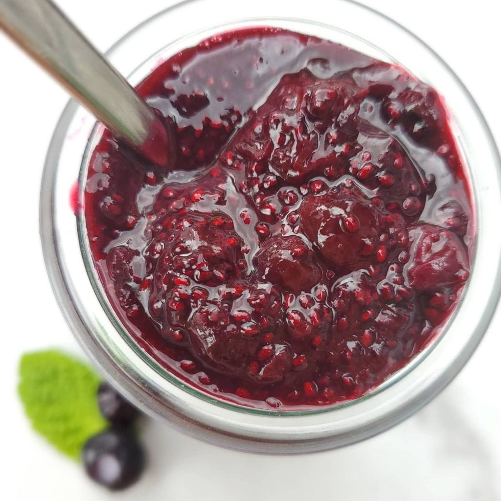 top shot of homemade chia jam