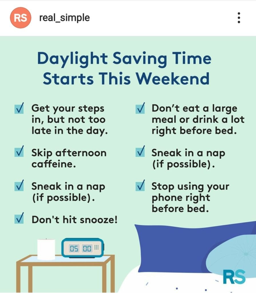 tips to adjust to daylight savings time