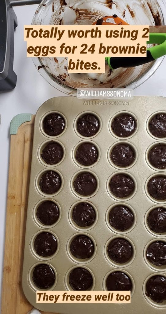 brownies in a mini muffin tin ready to bake