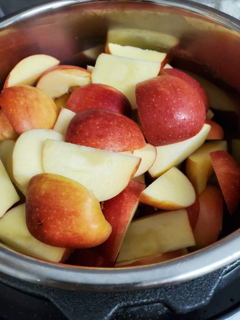 Cut up apples in an instant pot