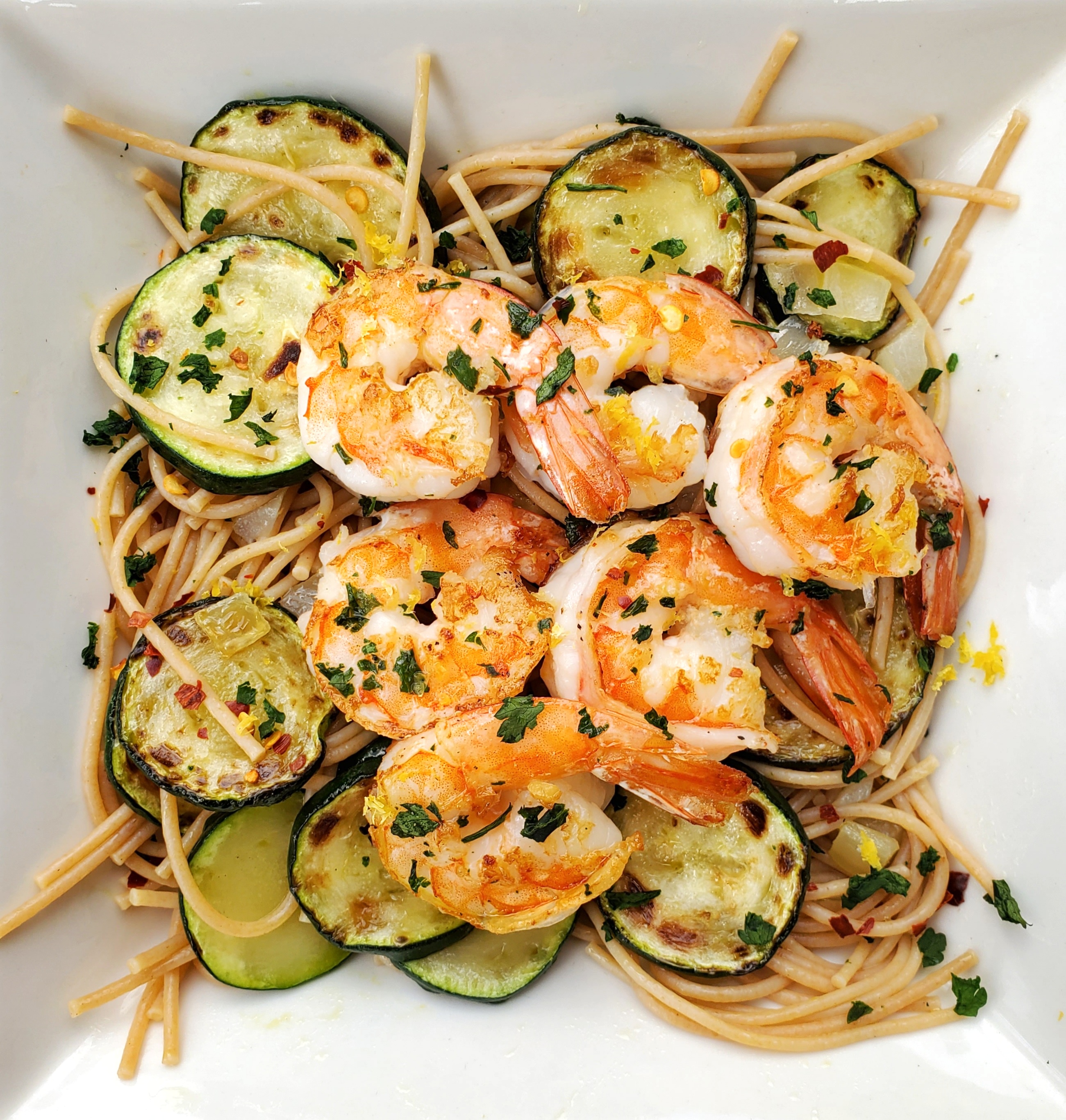 lemon pasta shrimp with zucchini