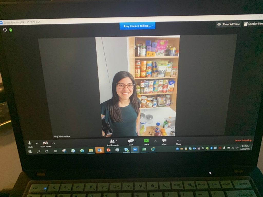 picture of me in my kitchen presenting via zoom