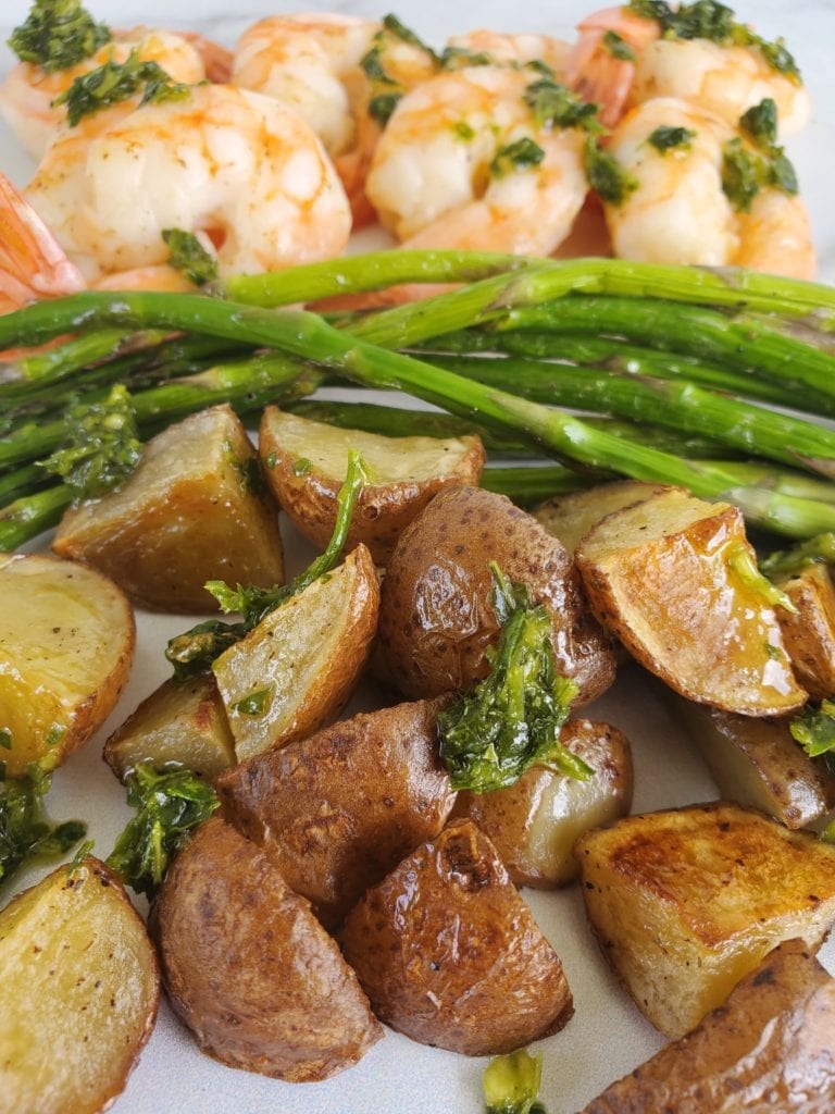 Healthy Sheet Pan Shrimp Asparagus Potato Dinner Recipe – Health Starts in  the Kitchen