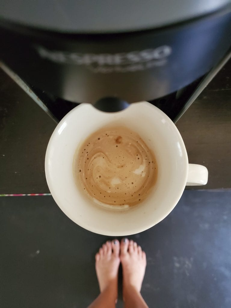 cup of coffee looking down as a top shot