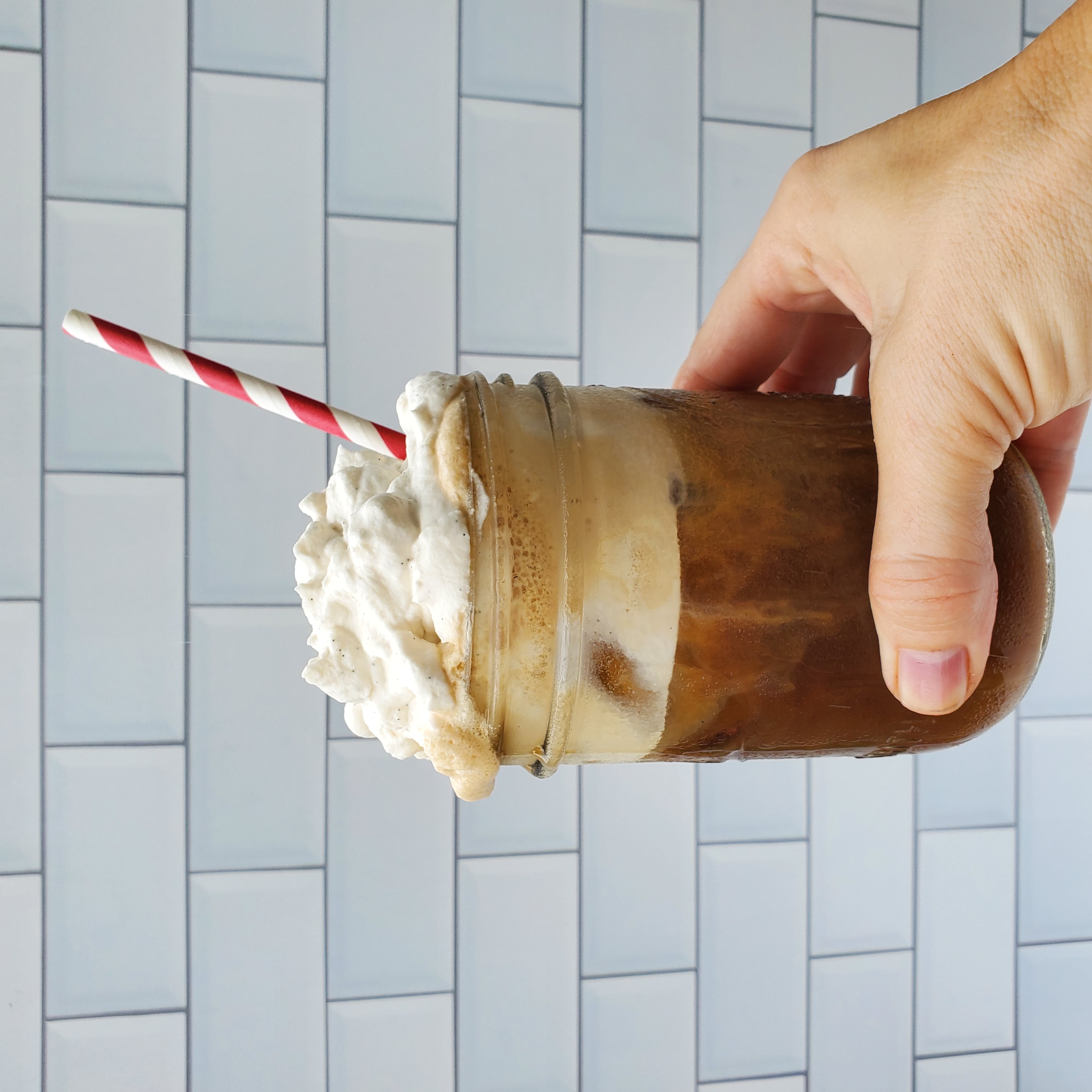 Maple Whipped Cream with Coffee in a mason jar
