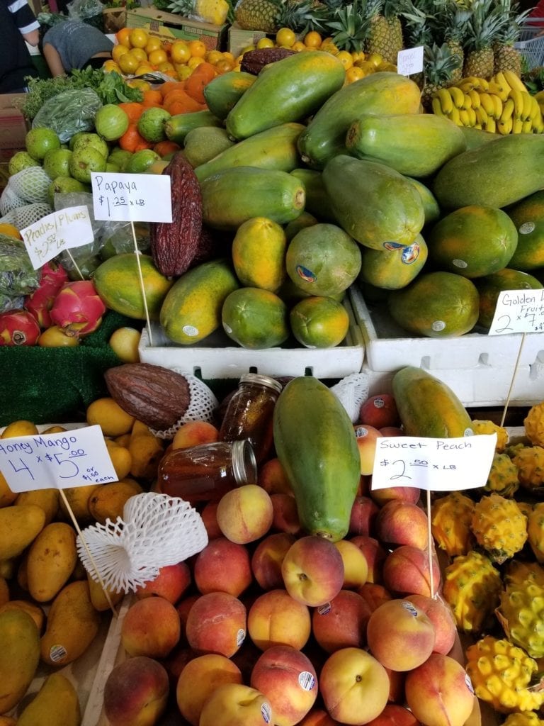 tropical fruits at a farmers market