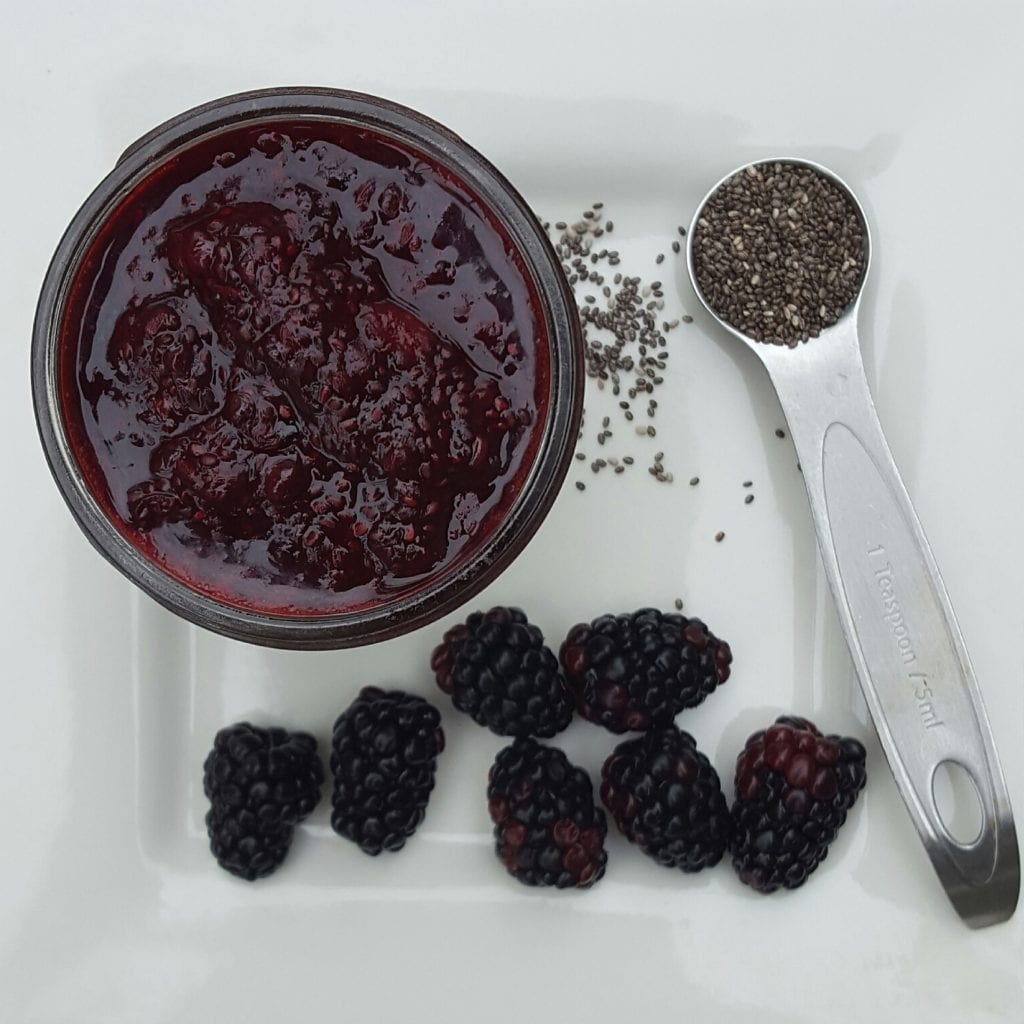 Blackberries and chia seeds turned into berry chia jam
