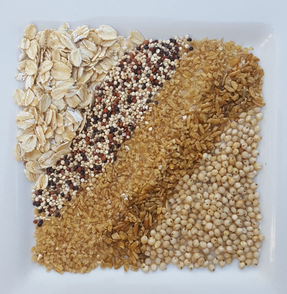 plate full of different whole grains