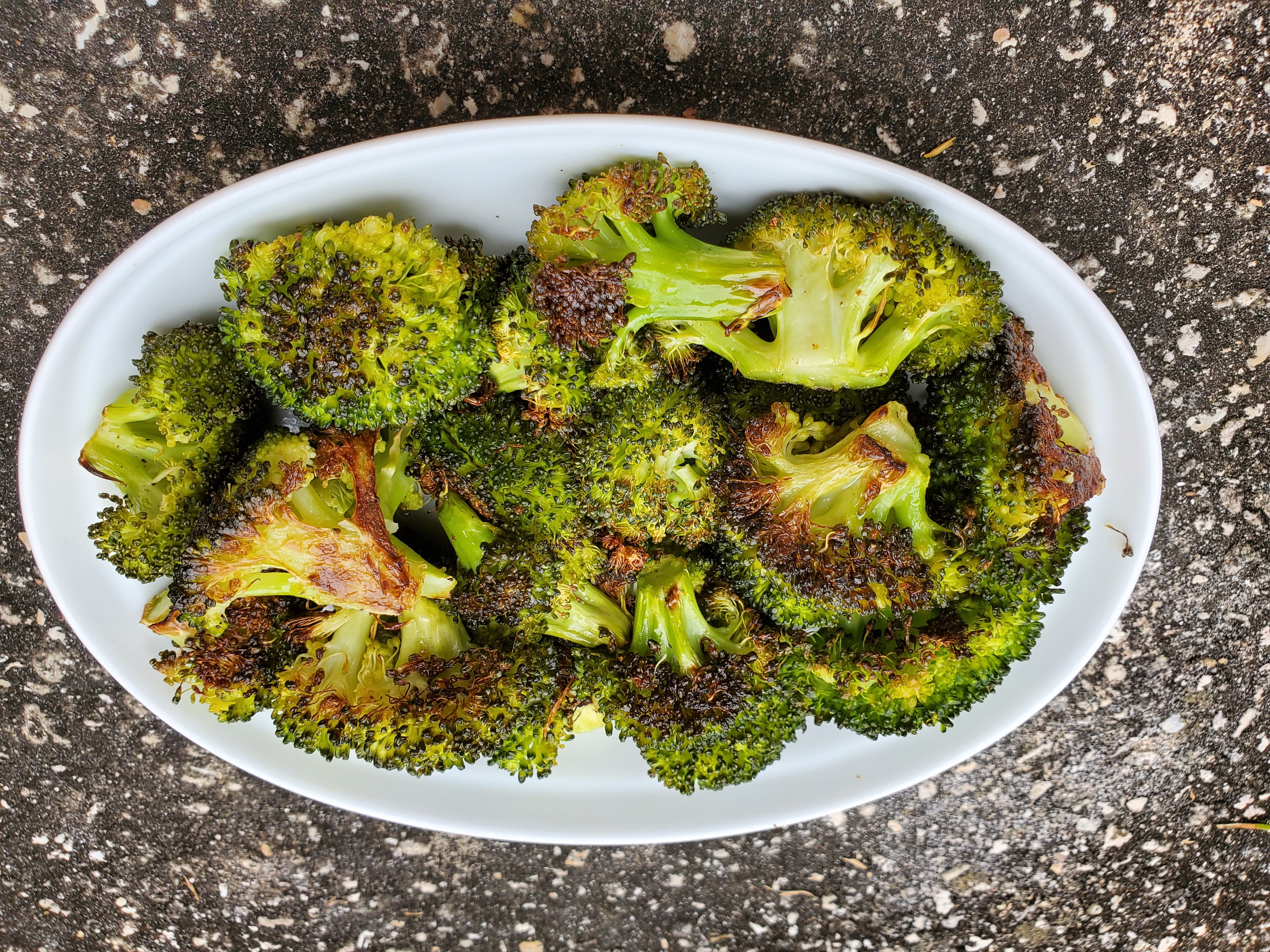 plate of roasted broccoli