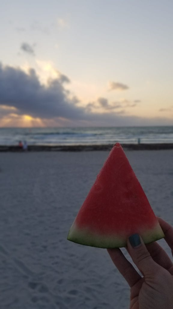 Slice of watermelon with a sunset
