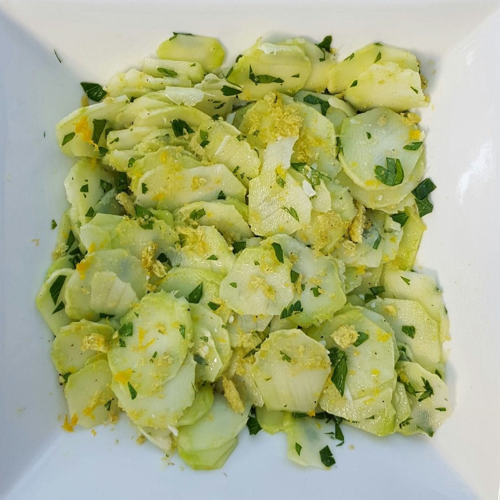 broccoli stems in a salad