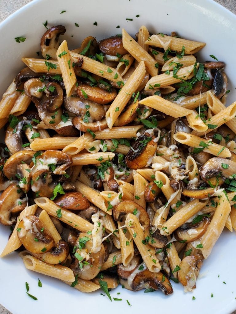 One Pot pasta with mushrooms and parmesan