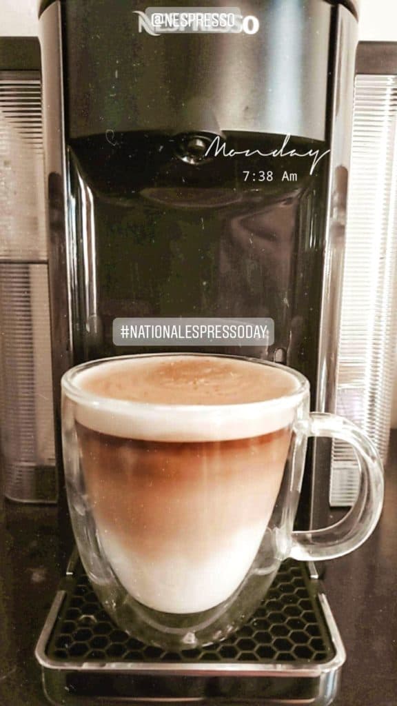 Espresso close-up mixed with milk