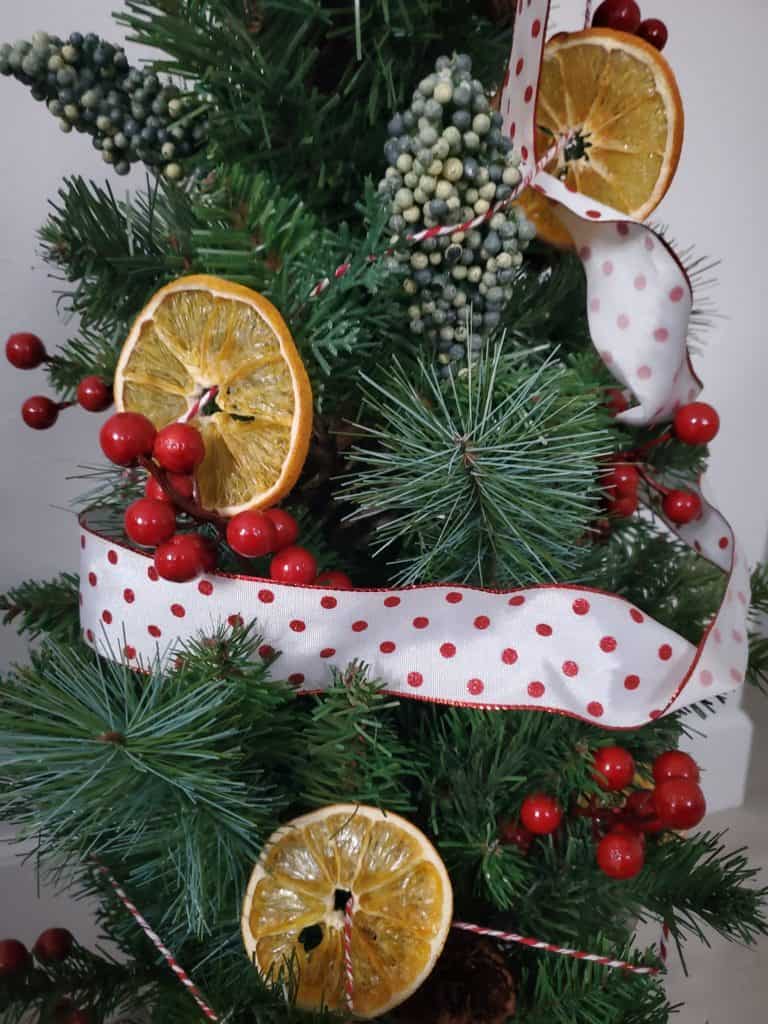 Christmas tree with dried orange slices as garland