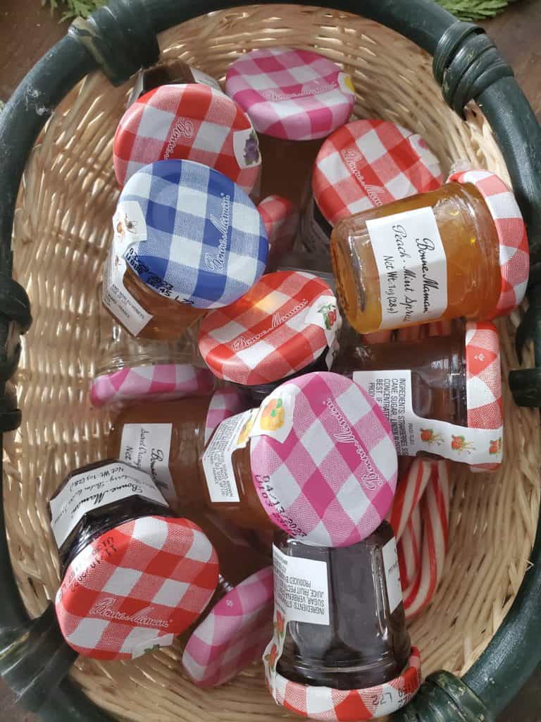 Basket of little jam jars