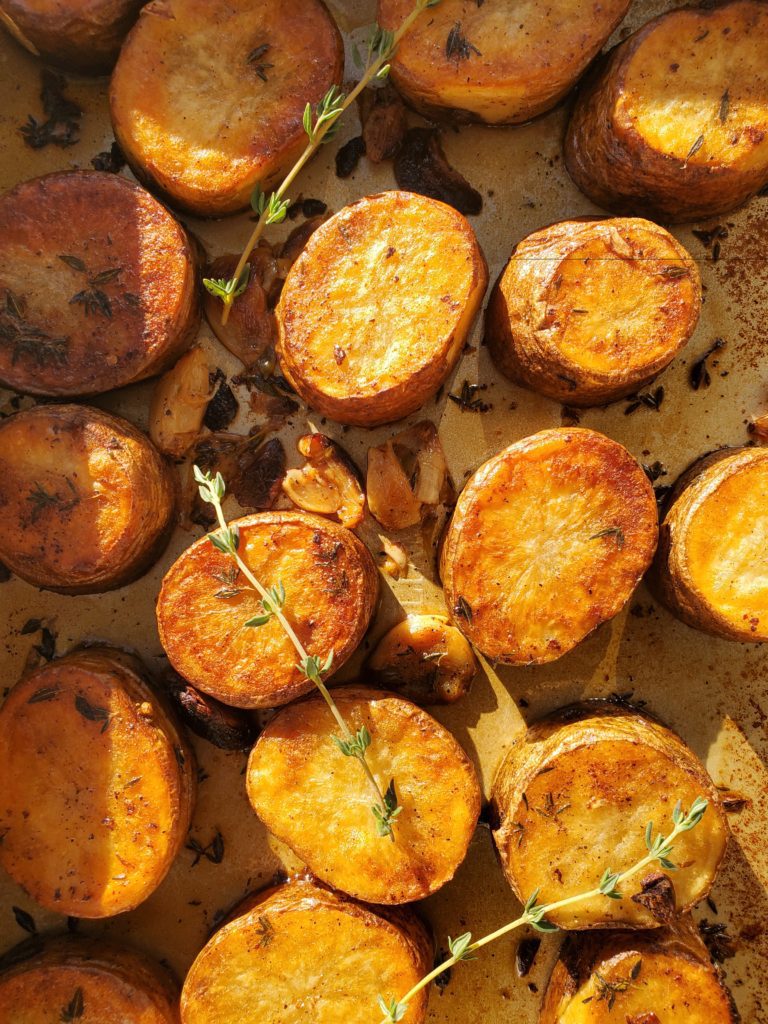 Melting Potatoes in natural sunlight up-close