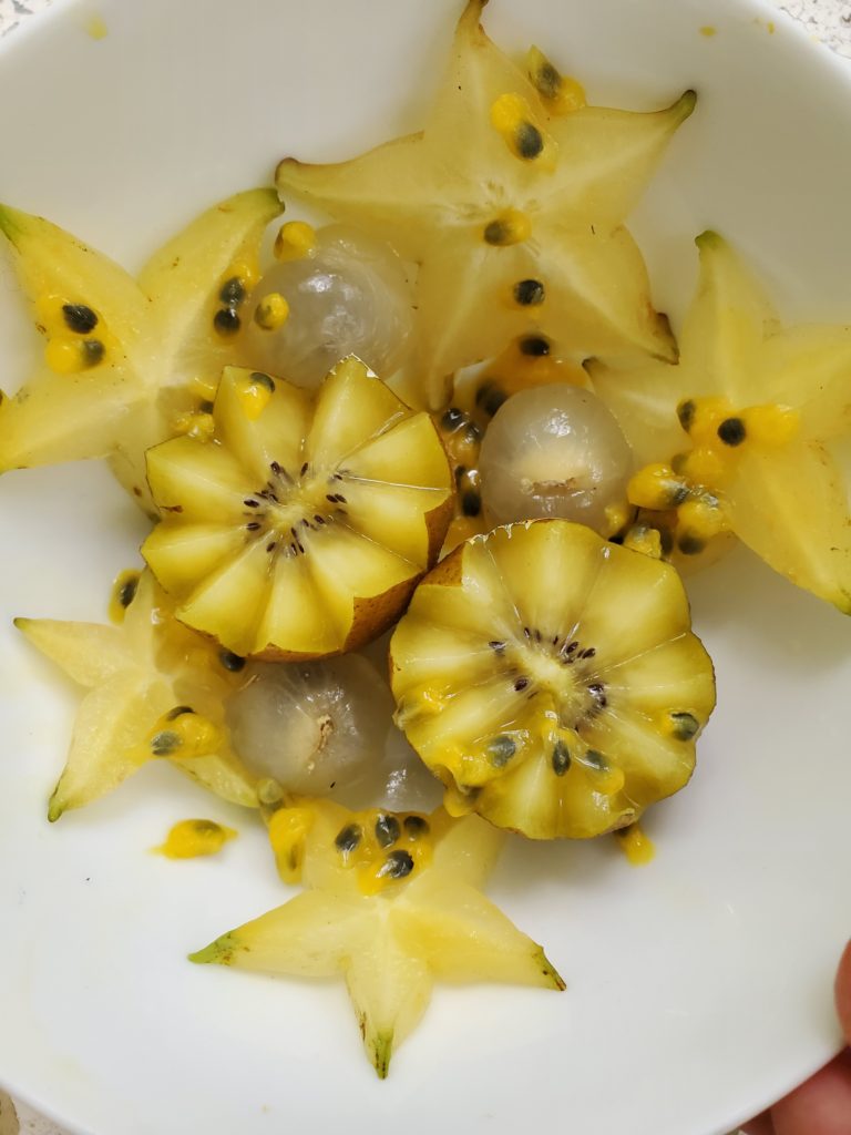 golden kiwi, star fruit, and lychees