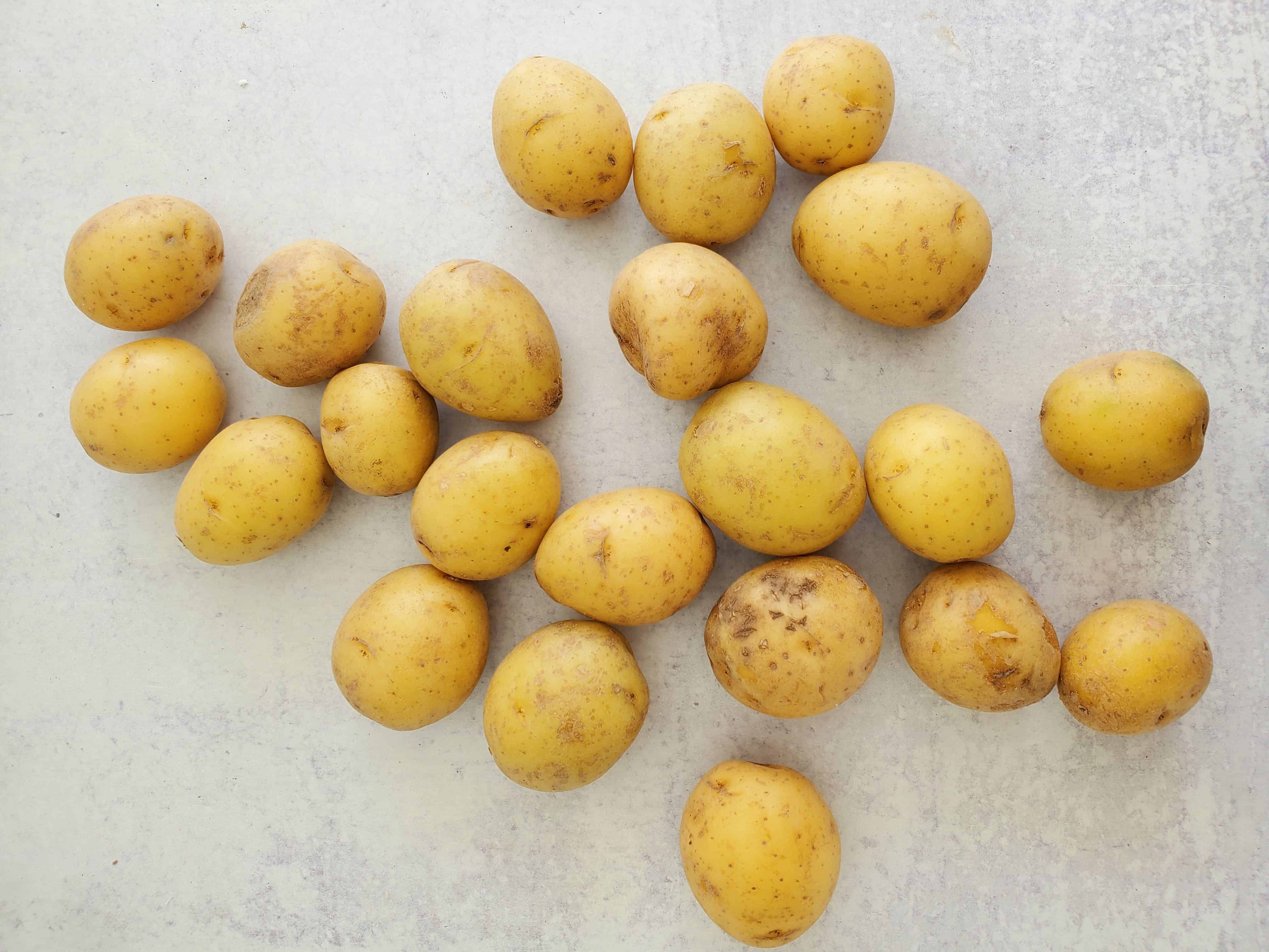 petite potatoes on a piece of parchment paper