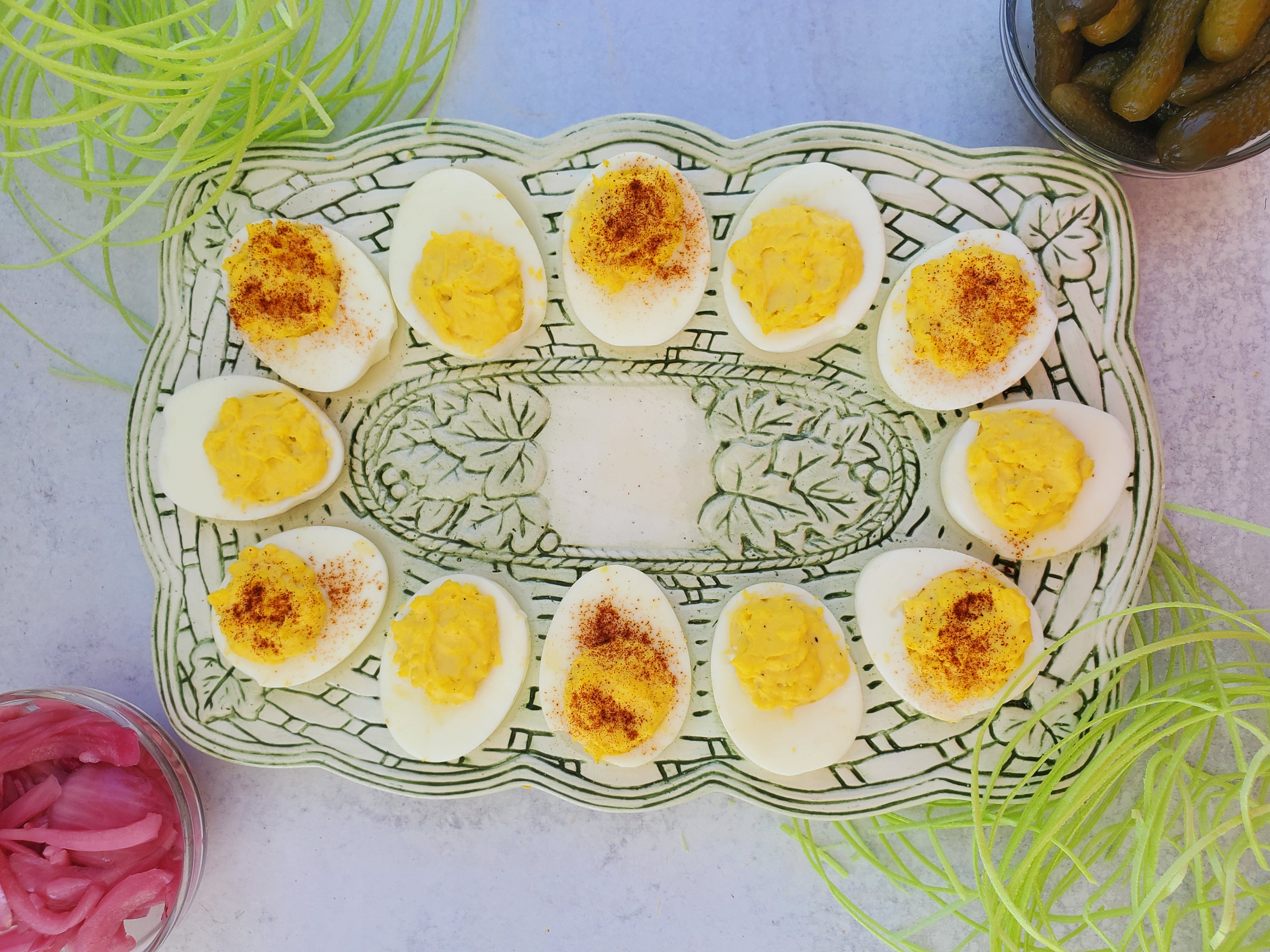 Classic Deviled Eggs with paprika on top