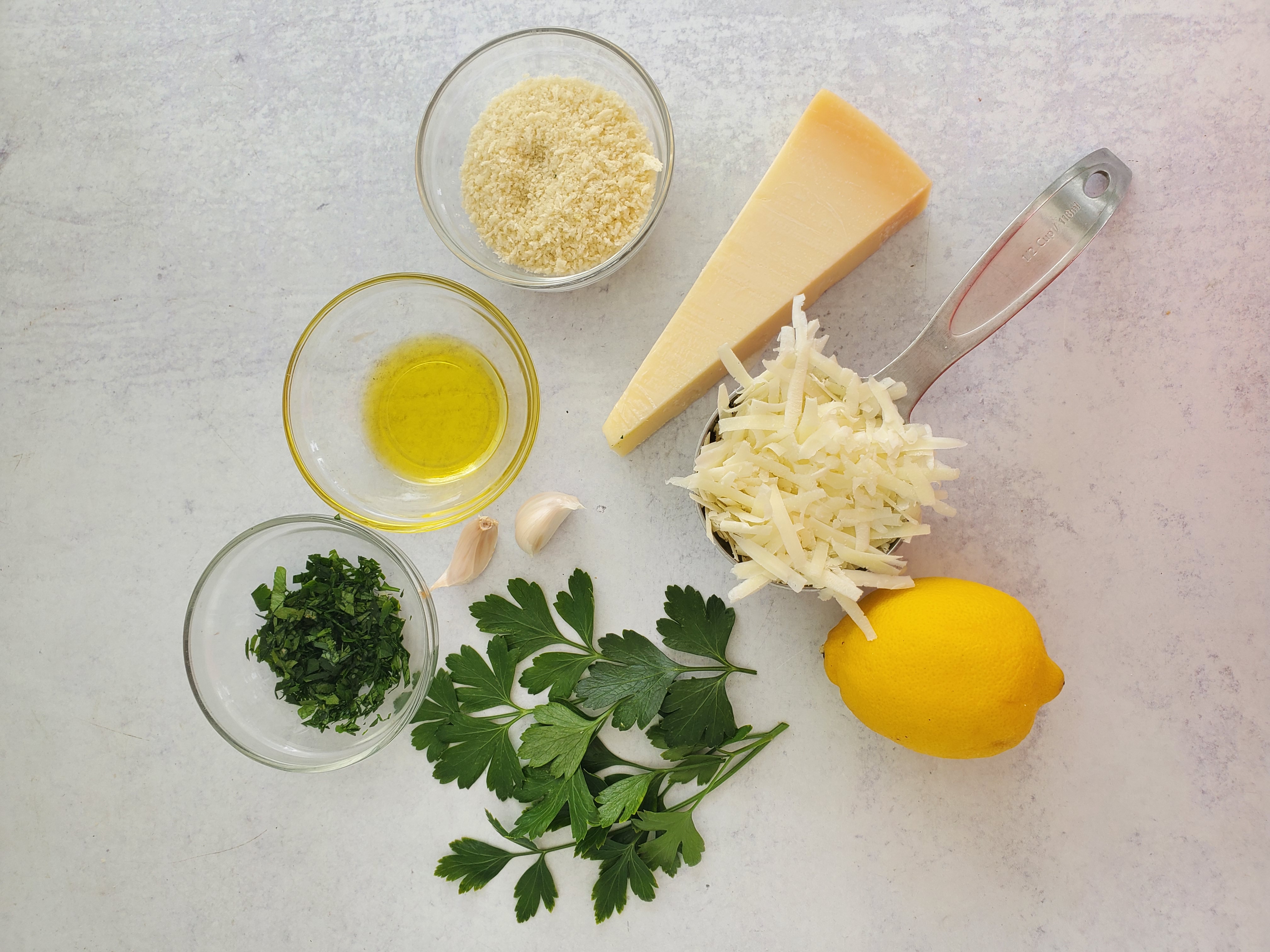 ingredients: lemon juice, parmesan cheese, parsley, panko