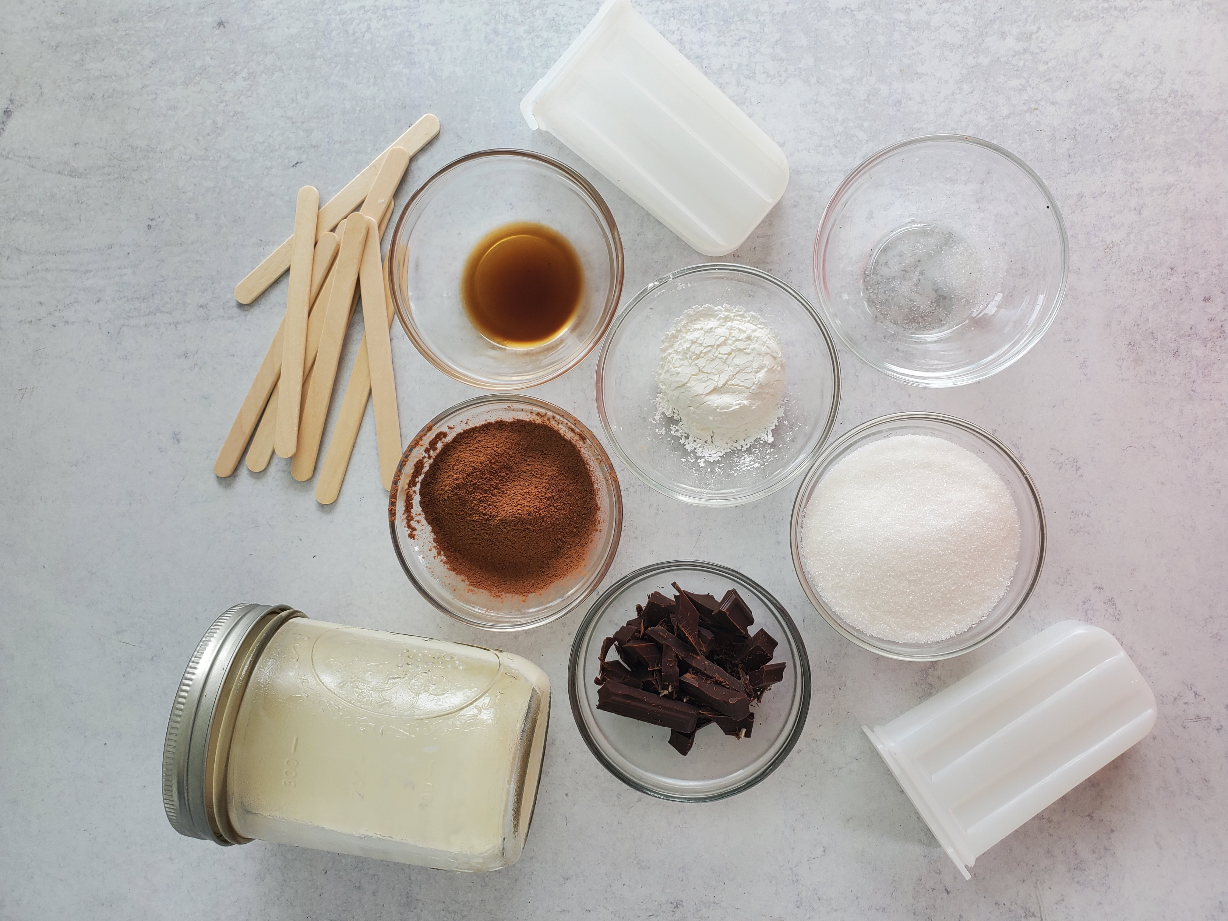 ingredients for homemade fudge popsicles