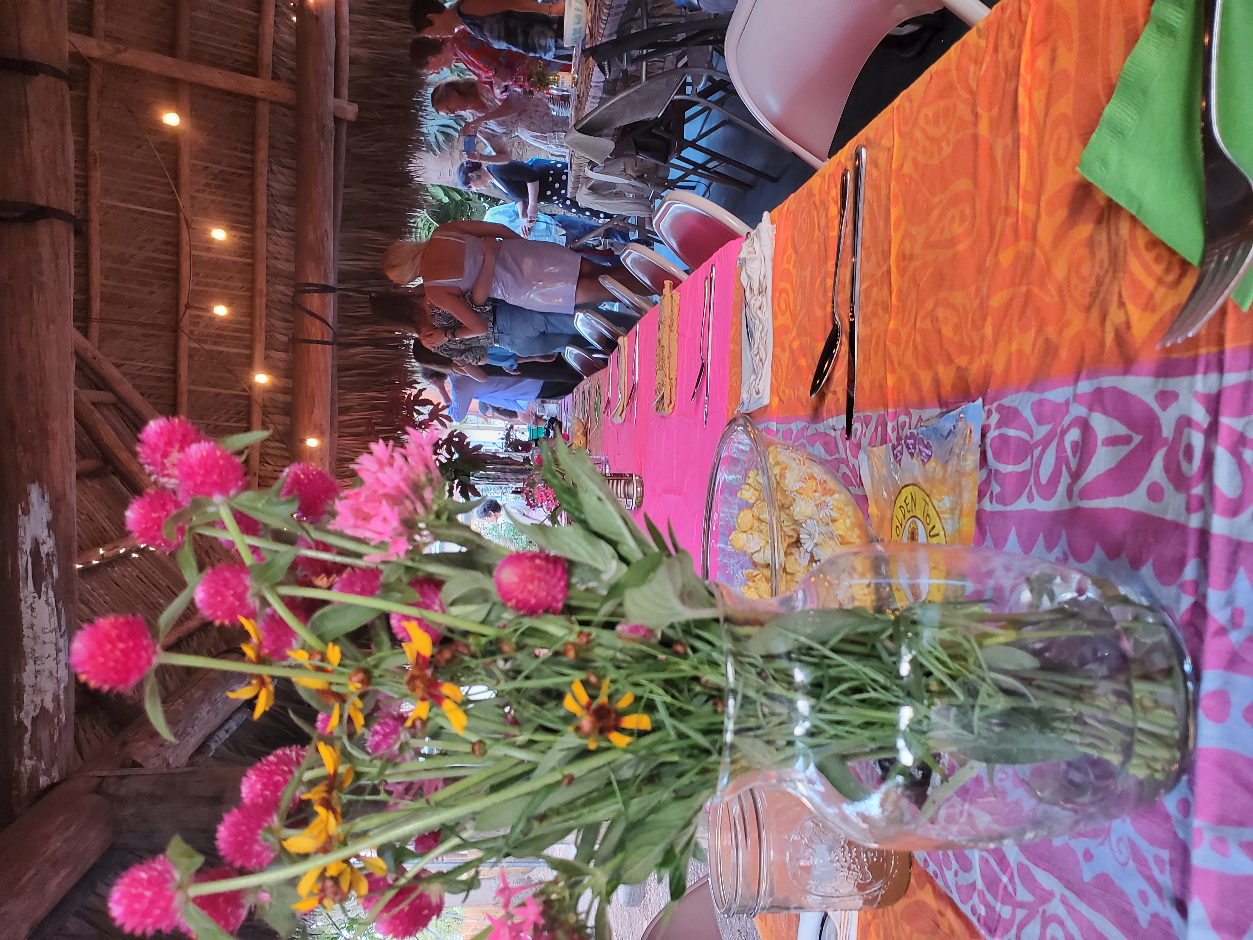 Farm to Table Dinner - Up Close Fresh Flowers on the Table