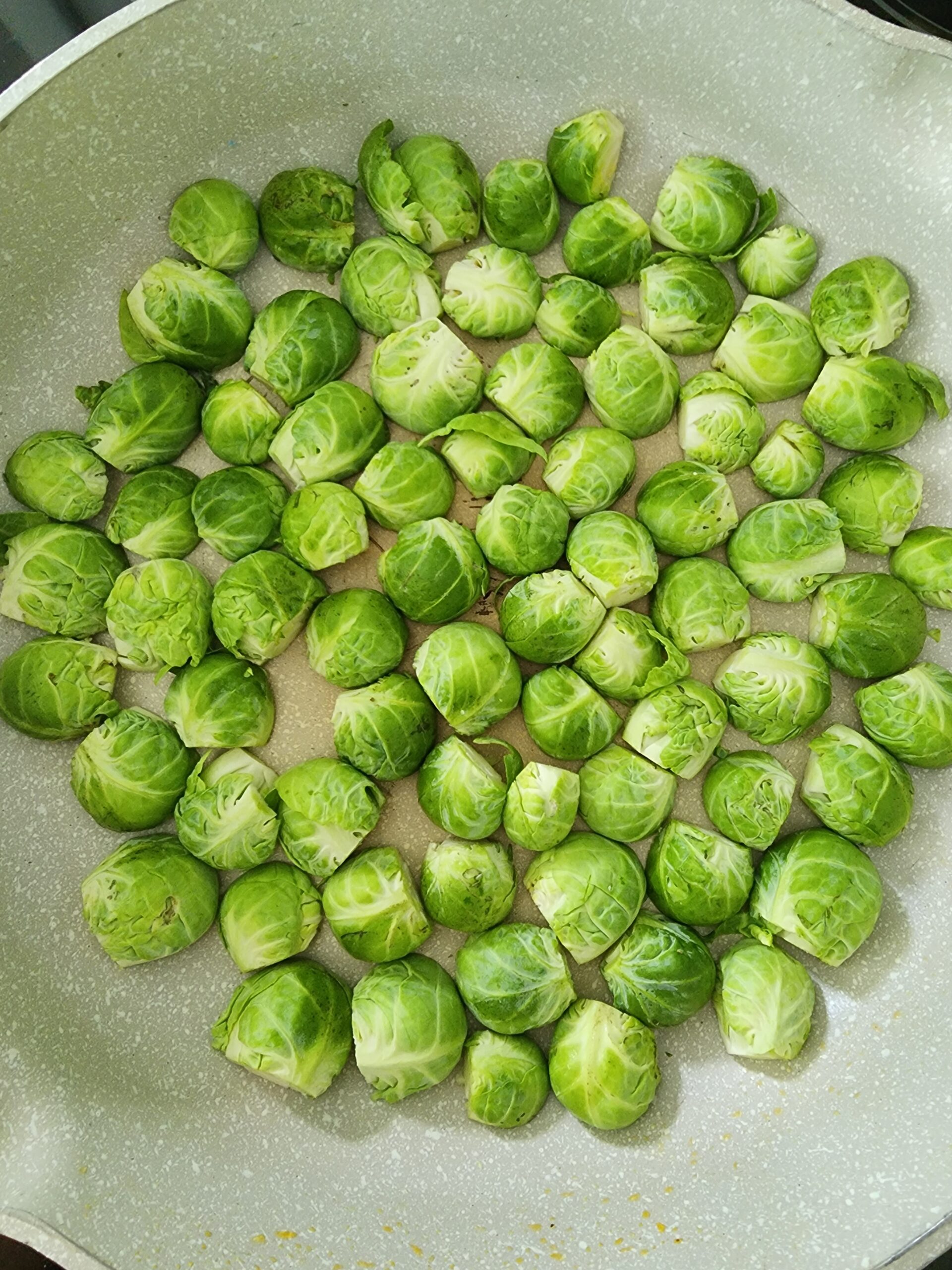 pan of brussels sprouts