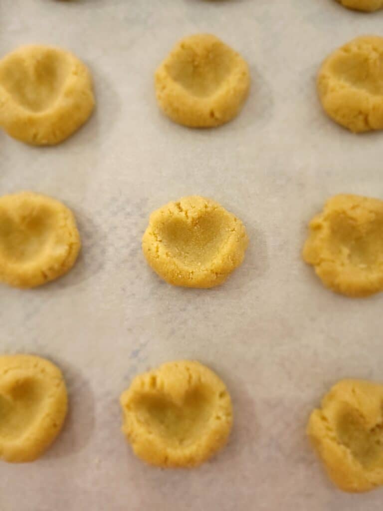 Thumbprint Cookies with a heart shape indentation