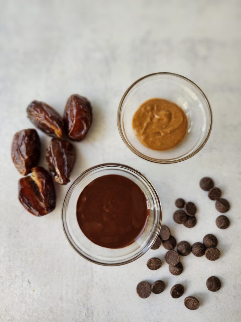 Ingredients for Chocolate Covered Dates with Peanut Butter