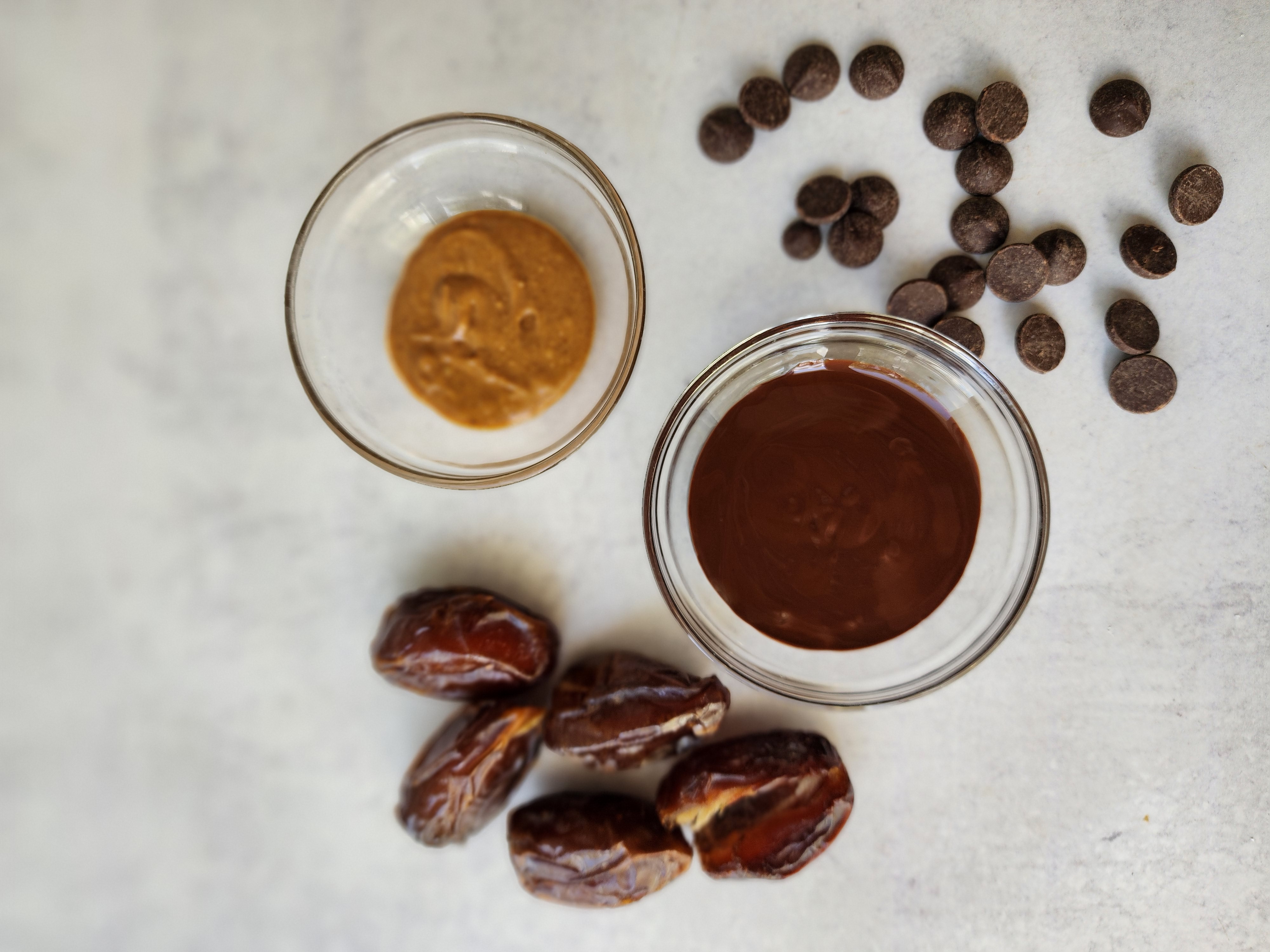 Ingredients for Chocolate Covered Dates with Peanut Butter