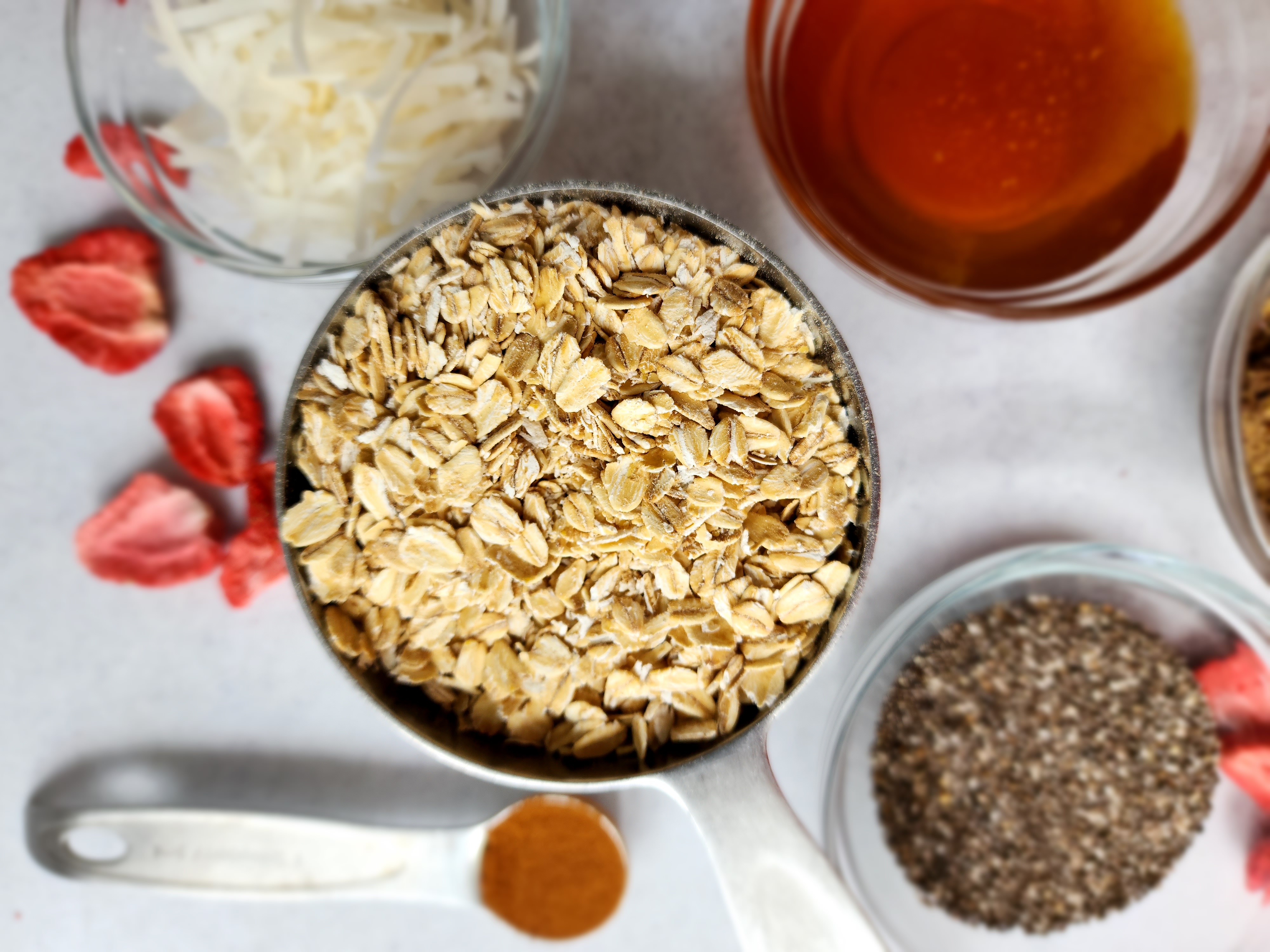 close up of rolled oats for homemade museli