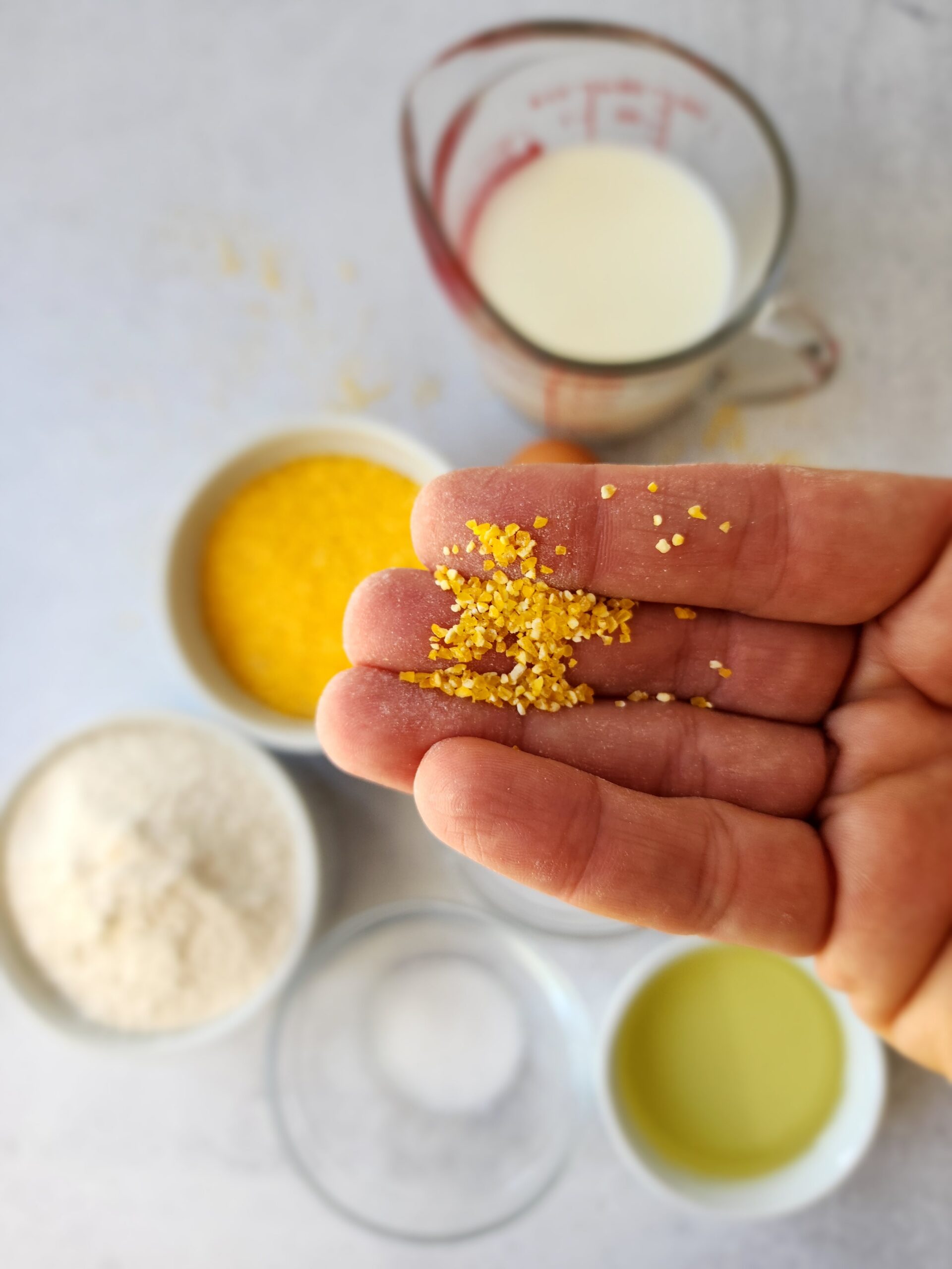 Skillet Cornbread - coarse cornmeal close-up