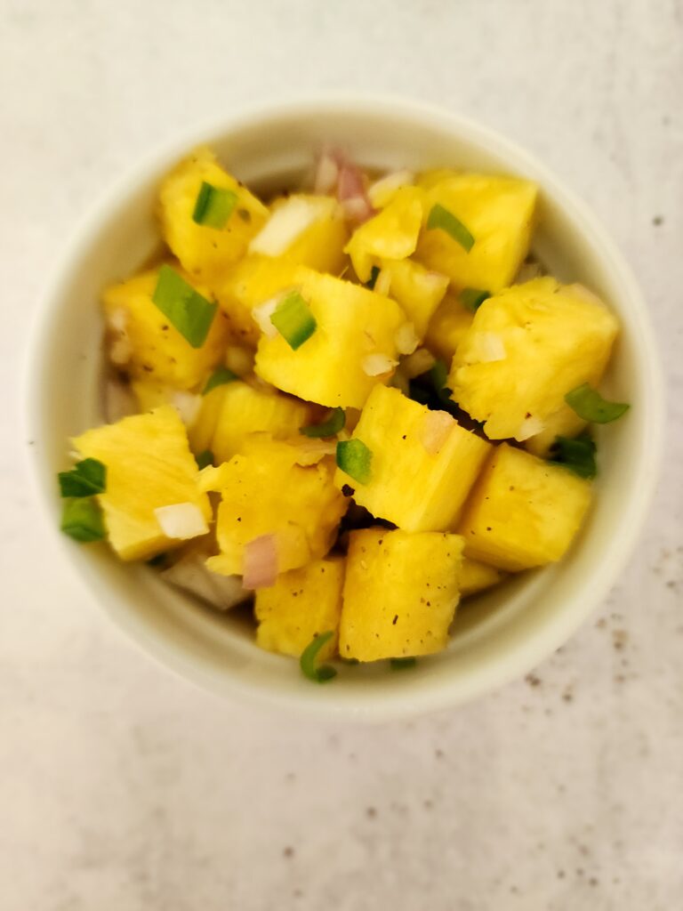pineapple salsa in a bowl