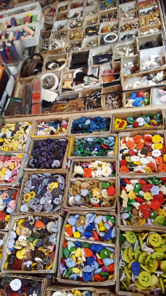 buttons at the street fair in Rome, Italy