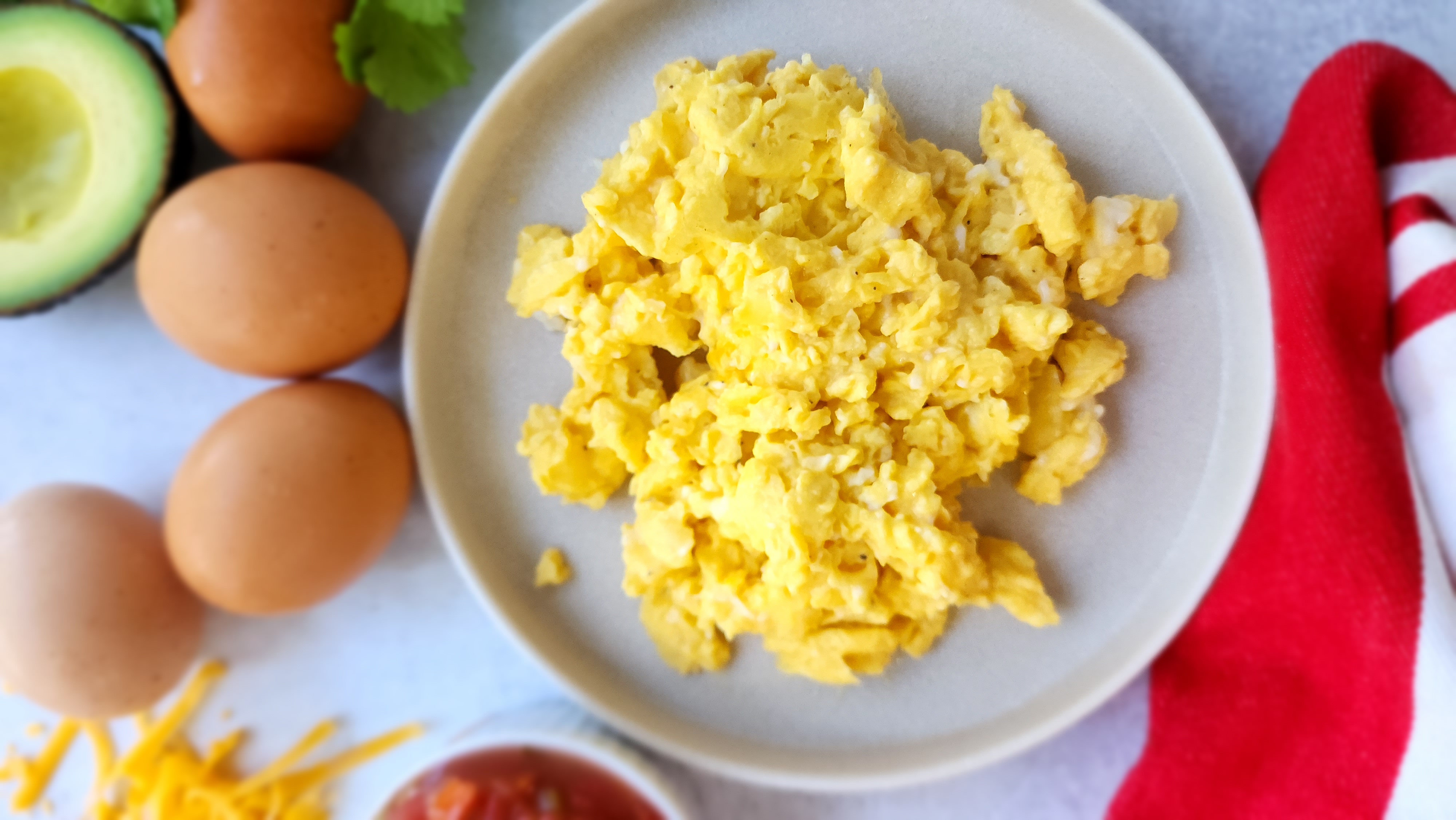 Scrambled eggs for breakfast tacos