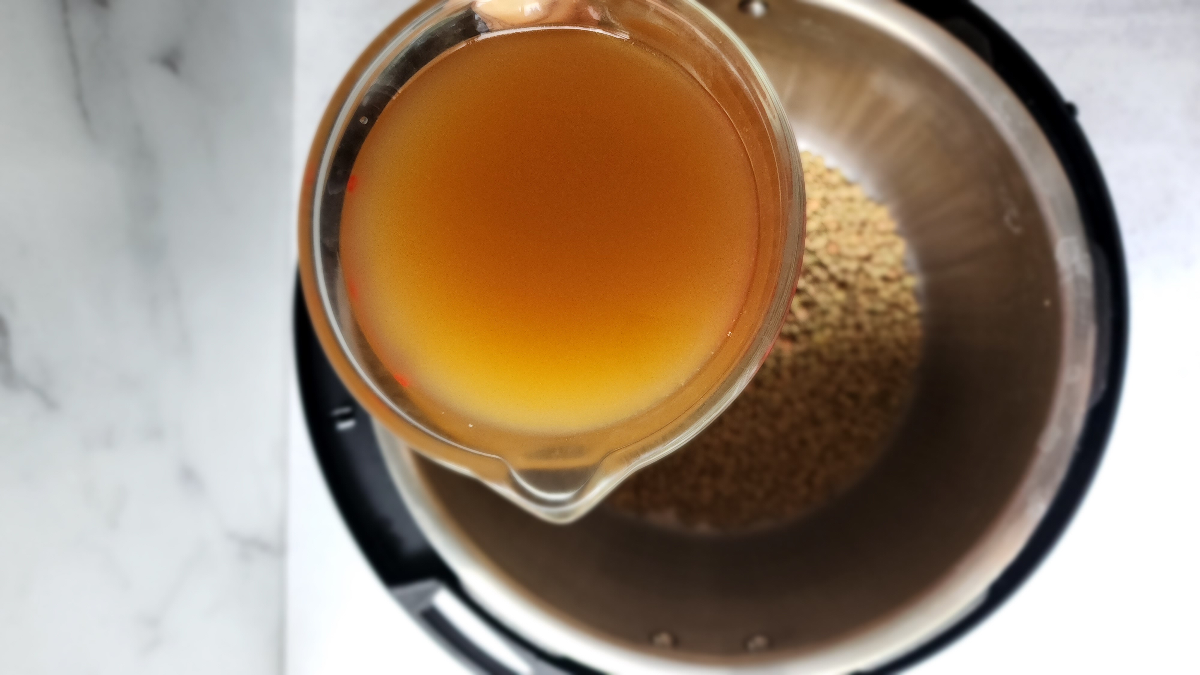 pressure cooker lentils - low-sodium broth