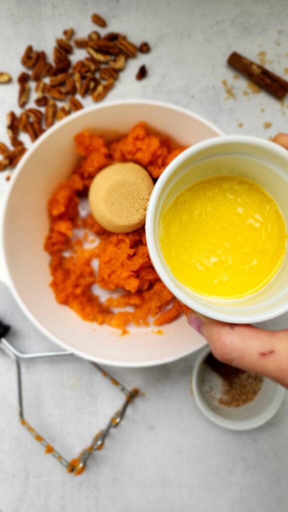 sweet potato casserole adding butter