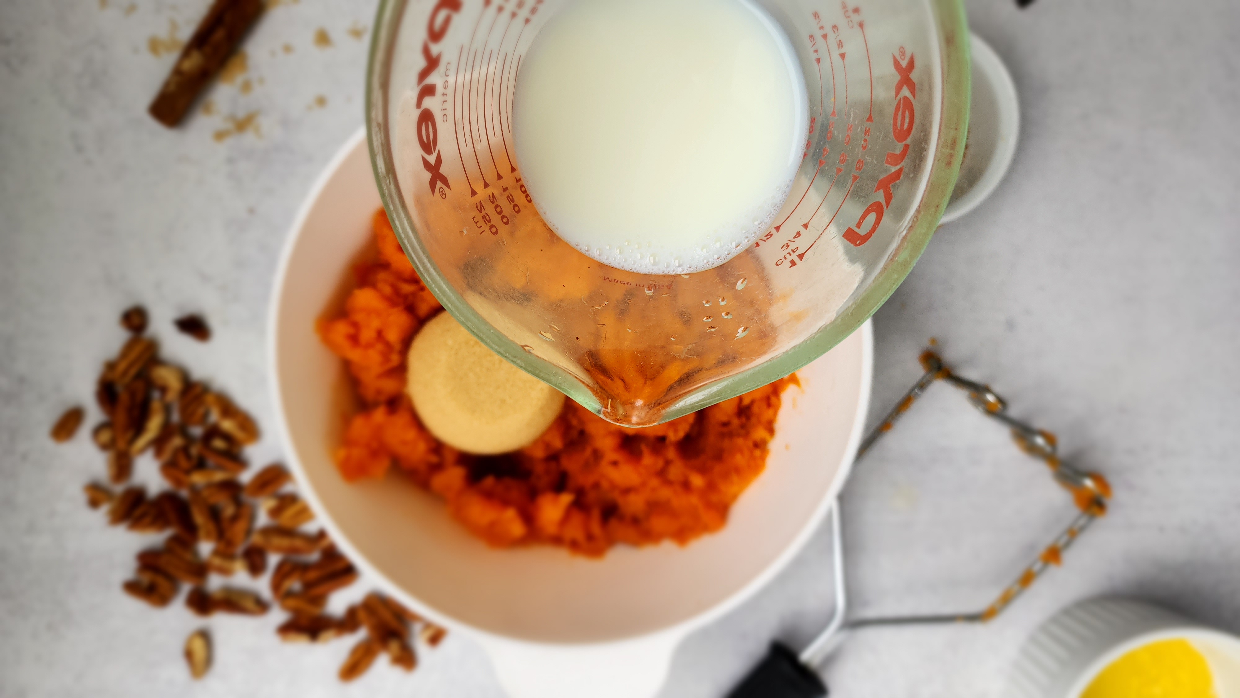 sweet potato casserole adding milk