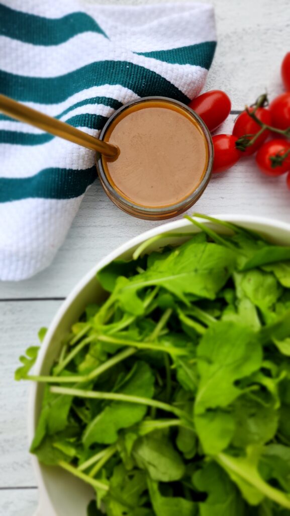 Christmas Caprese Wreath - arugula, salad dressing