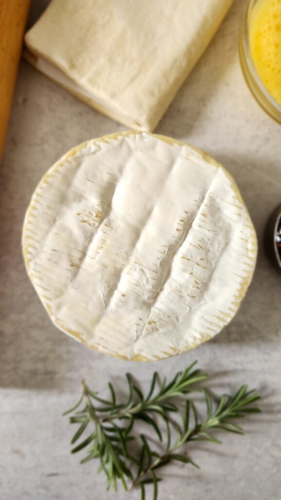 Ingredients for Baked Brie in Puff Pastry - brie, jam, nuts, egg wash