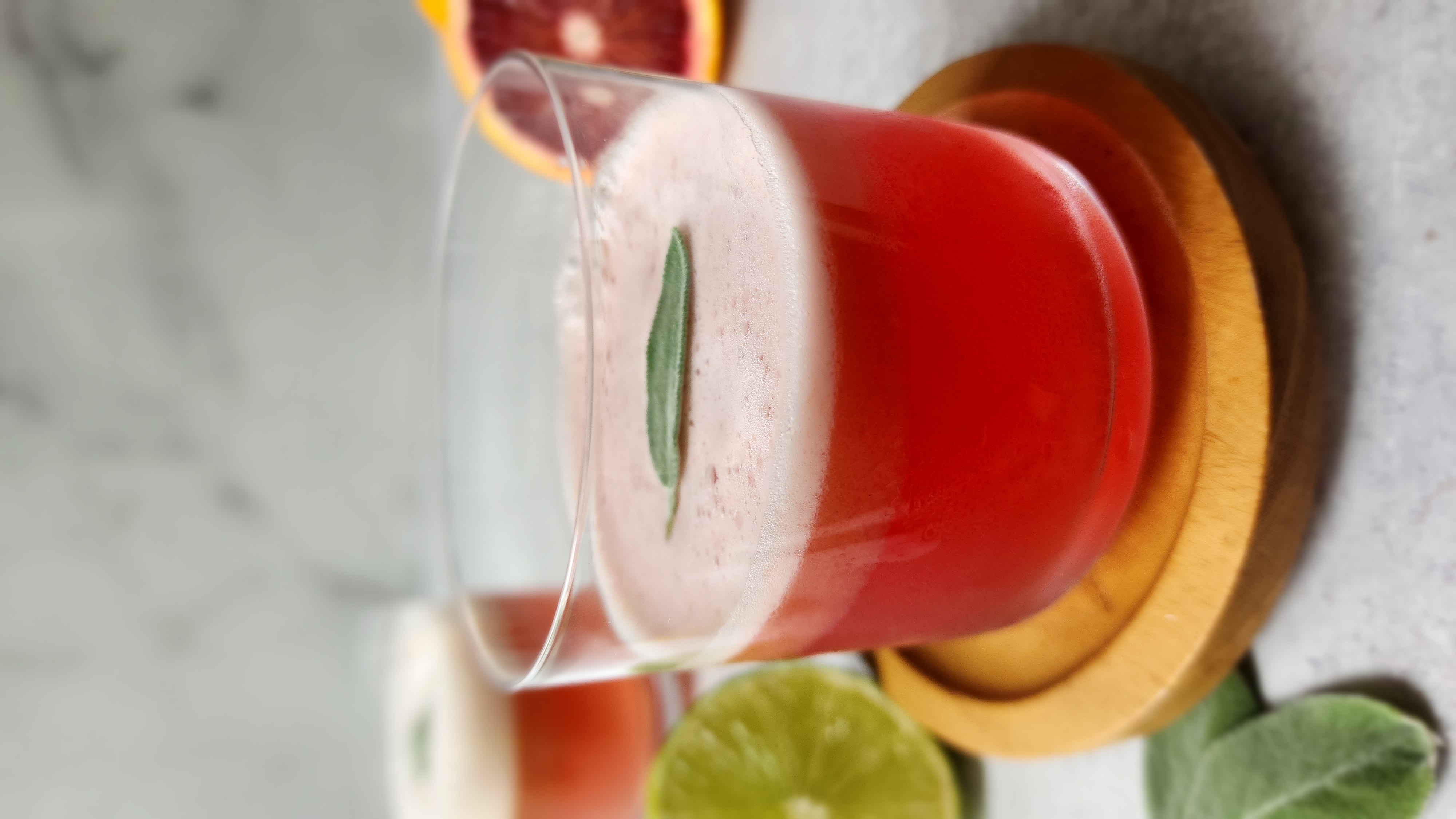 front shot of a blood orange mocktail