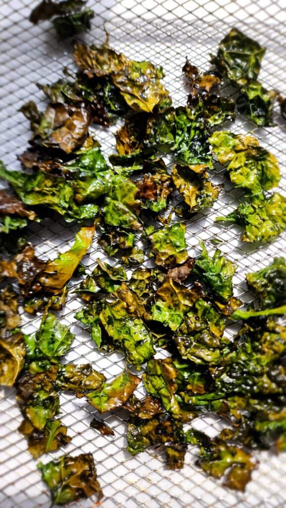 Air Fryer Kale Chips after cooking