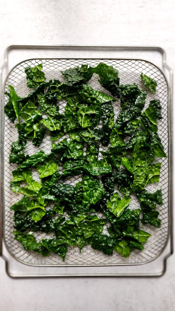Air Fryer Kale Chips before cooking