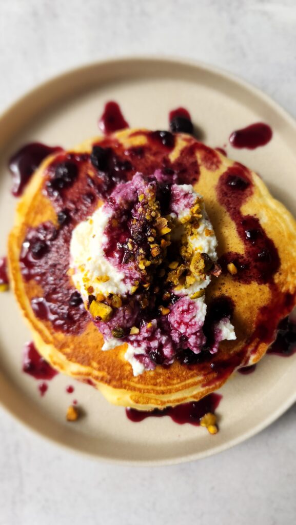 Rosie's Restaurant Dish - Lemon Ricotta Pancakes with Blueberry Compote