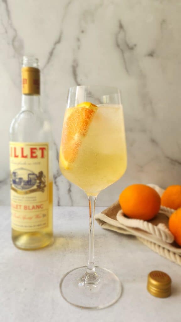 Lillet Spritz with an orange slice