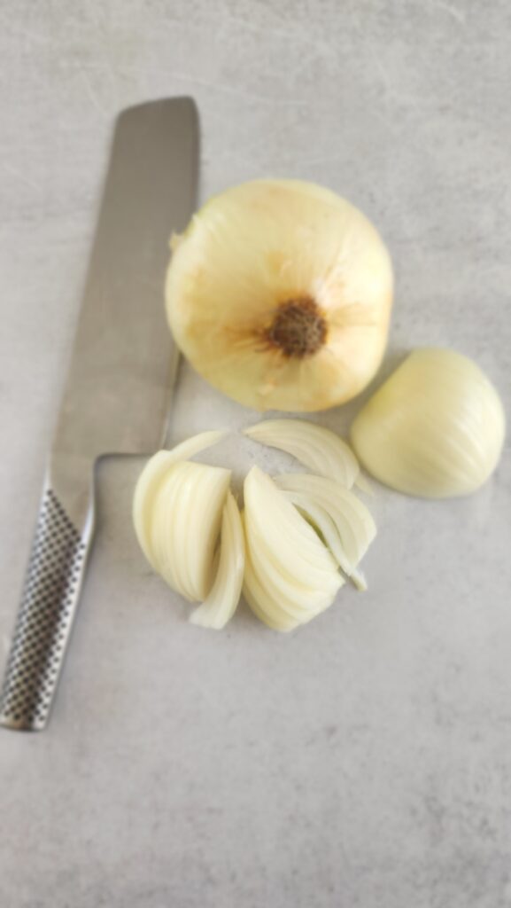 onions with a knife