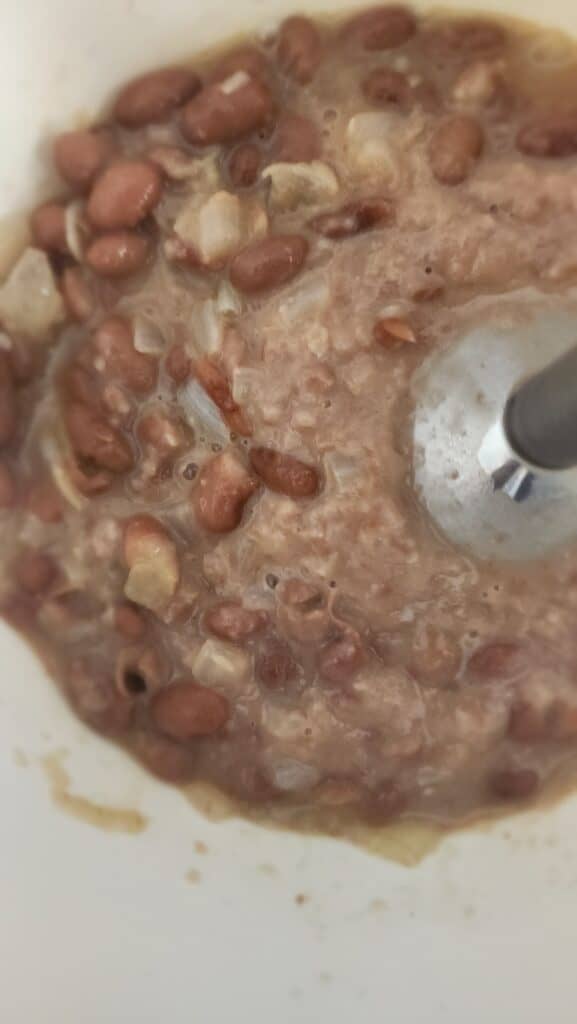 starting to puree the homemade refried beans