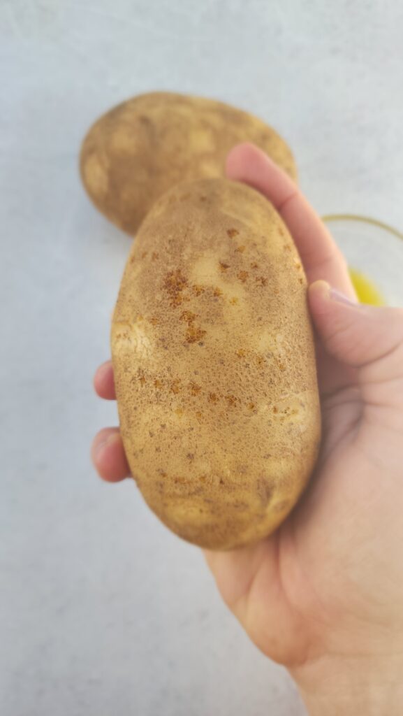 russet potato after being pierced with a fork