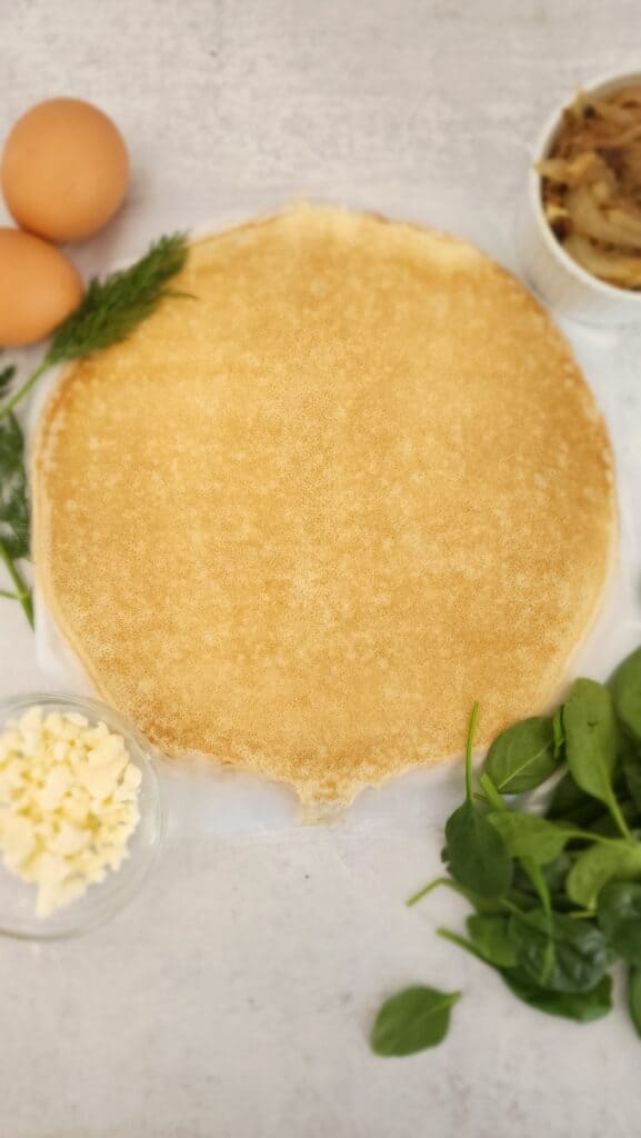ingredients for a savory crepe