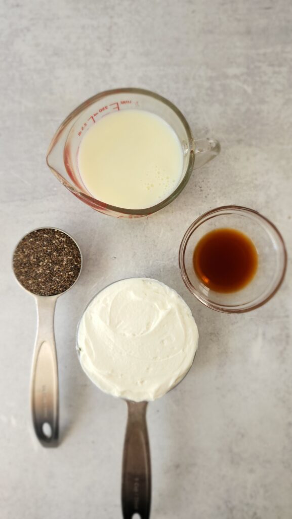 ingredients for Greek Yogurt Chia Seed Pudding